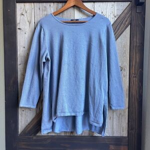 Tahari blue pullover 3/4 length sleeve sweater size large